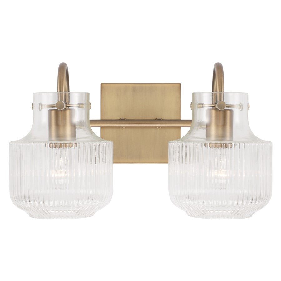 2 Light Bathroom Vanity Light, Clear Fluted