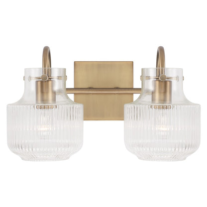 2 Light Bathroom Vanity Light, Clear Fluted