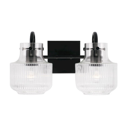 2 Light Bathroom Vanity Light, Clear Fluted