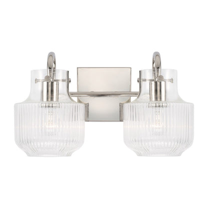 2 Light Bathroom Vanity Light, Clear Fluted