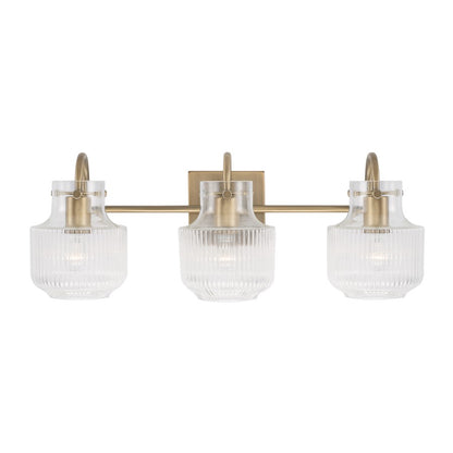 3 Light Bathroom Vanity Light, Clear Fluted