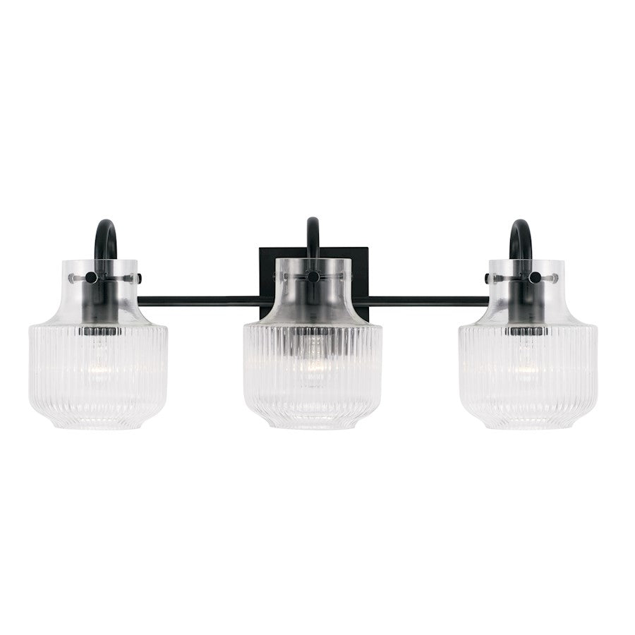 3 Light Bathroom Vanity Light, Clear Fluted