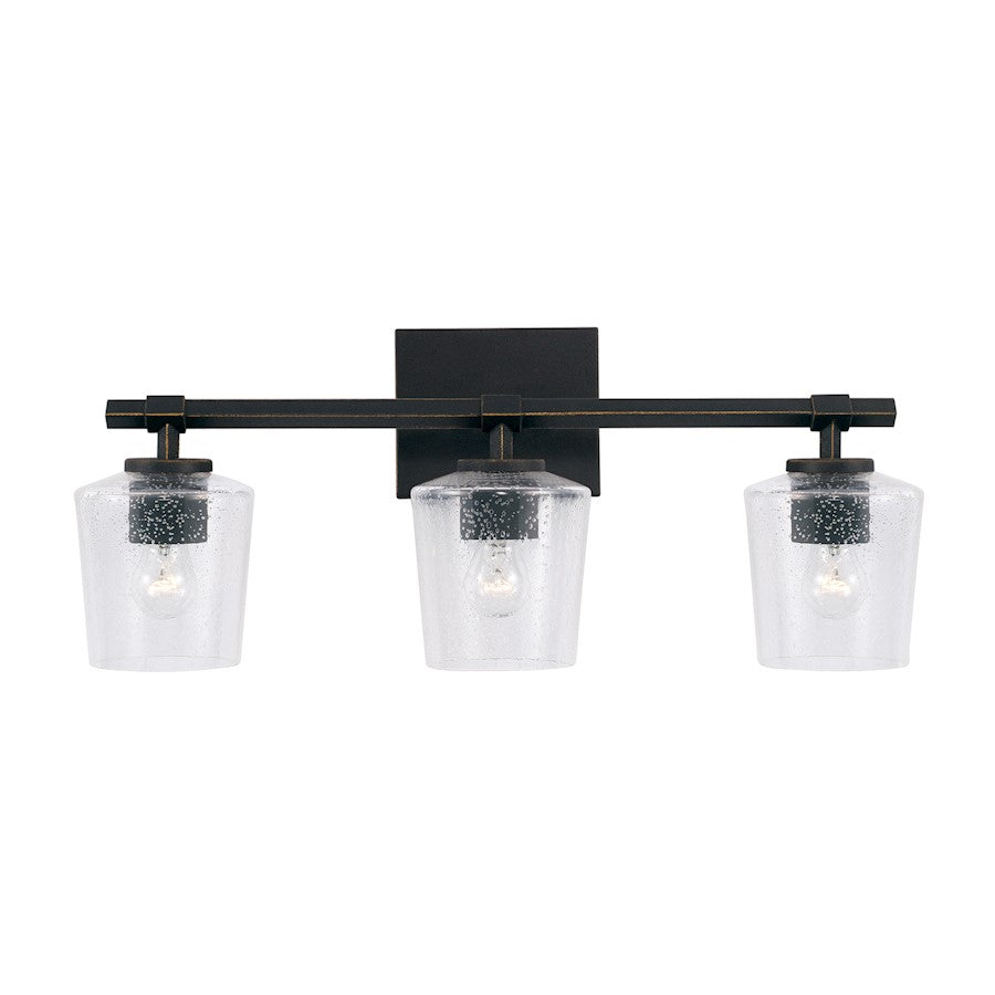 3 Light Bathroom Vanity Light, Black Iron