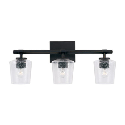 3 Light Bathroom Vanity Light, Black Iron