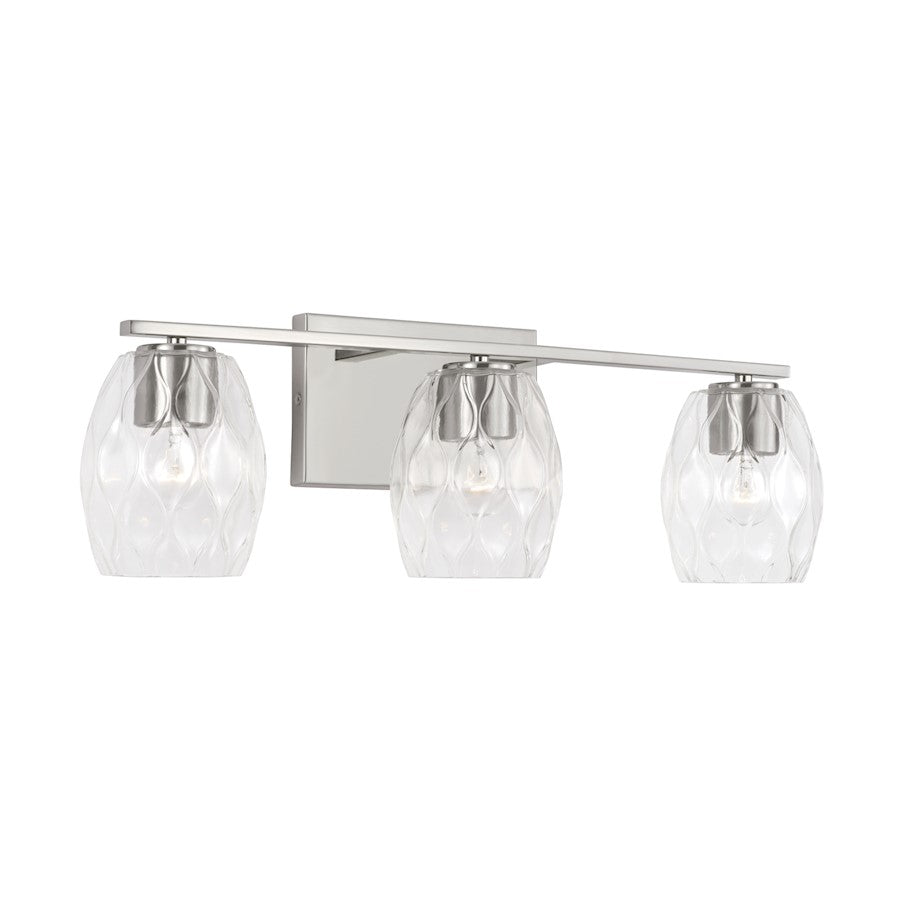 Capital Lighting Lucas 3 Light Vanity, Nickel/Wavy Embossed - 145331BN-525