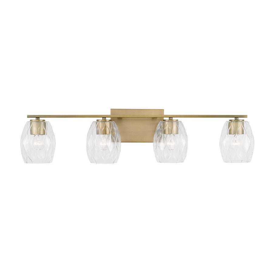 4 Light Bathroom Vanity Light, Wavy Embossed