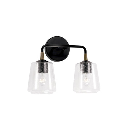 Capital Lighting Amara 2 Light Vanity, Black/Brass/Clear Seeded - 145621KB-530