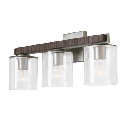 Capital Lighting Sawyer 3 Light Vanity, Grey/Nickel/Clear Seeded - 146131CM-531