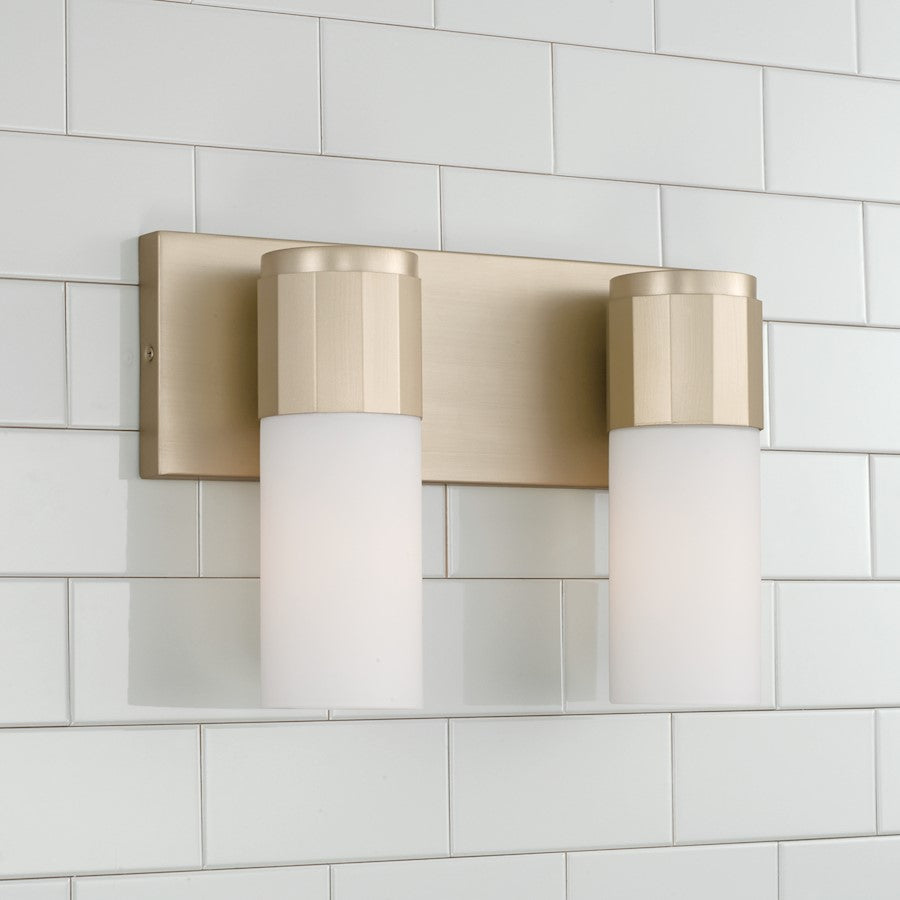 Sutton 2 Light Bathroom Vanity Light, Soft Gold/Soft White