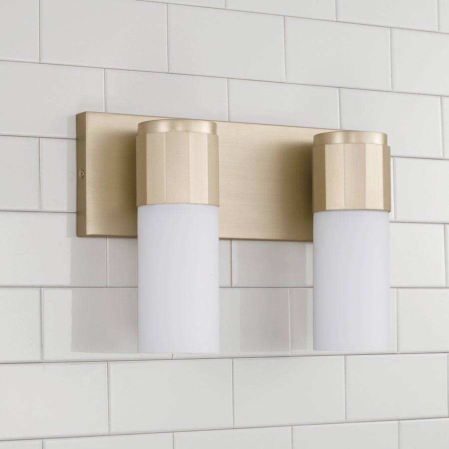 Sutton 2 Light Bathroom Vanity Light, Soft Gold/Soft White