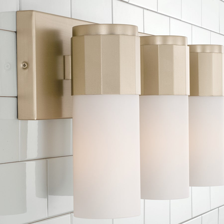 Sutton 3 Light Bathroom Vanity Light, Soft Gold/Soft White