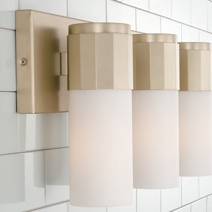 Sutton 3 Light Bathroom Vanity Light, Soft Gold/Soft White