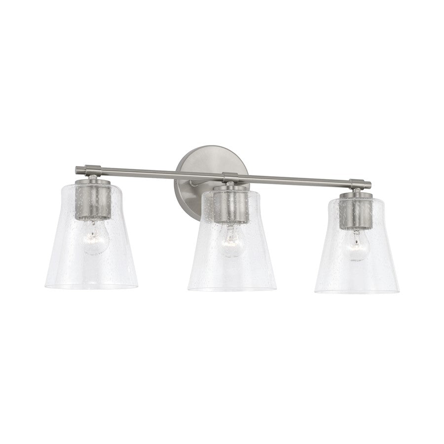 Capital Lighting Baker 3 Light Vanity, Nickel/Clear Seeded - 146931BN-533