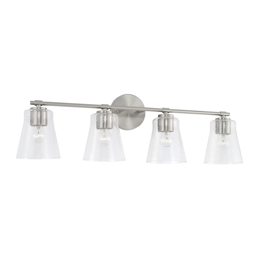 Capital Lighting Baker 4 Light Vanity, Nickel/Clear Seeded - 146941BN-533