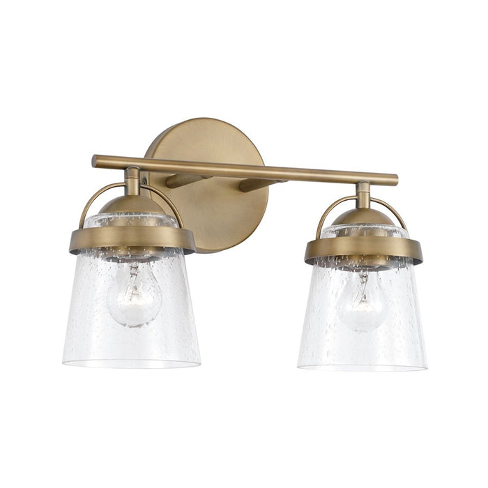 Capital Lighting Madison 2 Light Vanity, Aged Brass/Clear Seeded - 147021AD-534