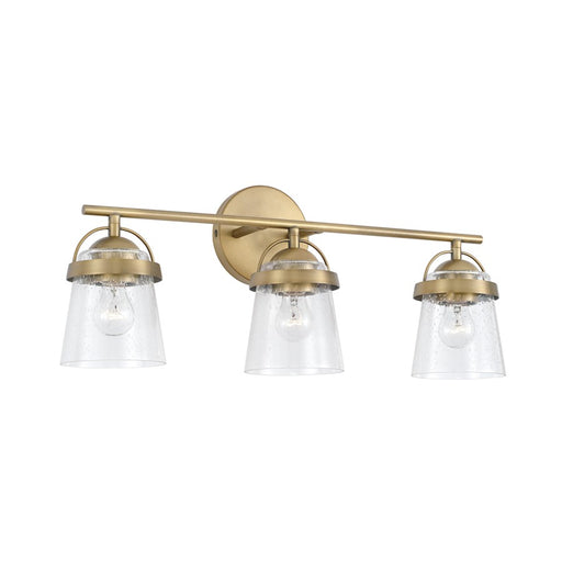 Capital Lighting Madison 3 Light Vanity, Aged Brass/Clear Seeded - 147031AD-534