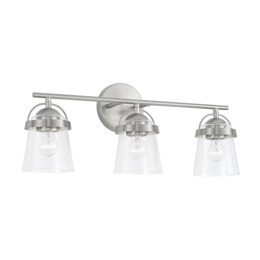 Capital Lighting Madison 3 Light Vanity, Nickel/Clear Seeded - 147031BN-534