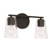 HomePlace Lighting Portman 2 Light Vanity, Black/Clear - 148621MB-537