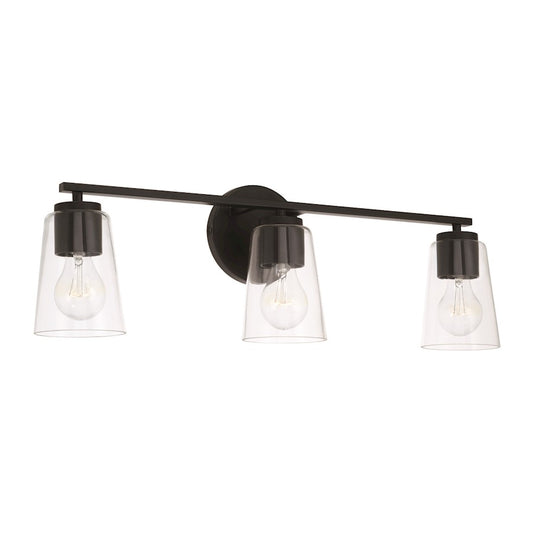 HomePlace Lighting Portman 3 Light Vanity, Black/Clear - 148631MB-537