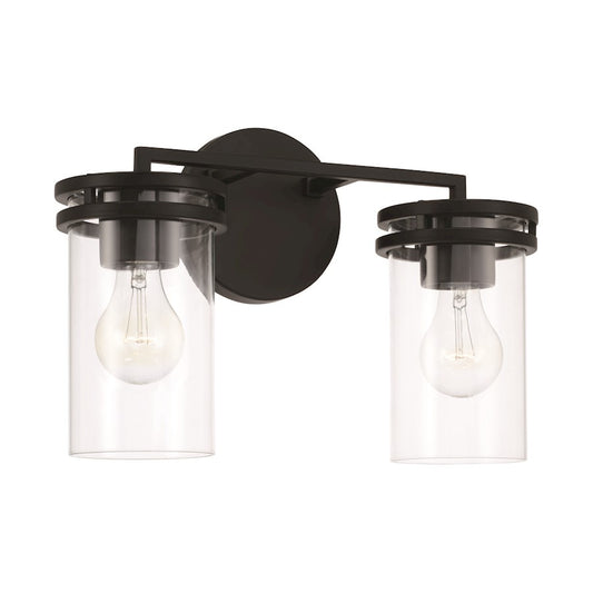 HomePlace Lighting Fuller 2 Light Vanity, Black/Clear - 148721MB-539