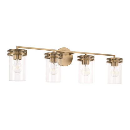 HomePlace Lighting Fuller 4 Light Vanity, Brass/Clear - 148741AD-539