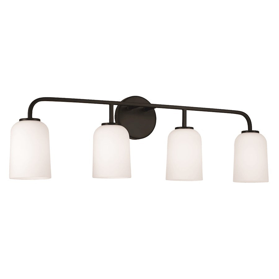 HomePlace Lighting Lawson 4 Light Vanity, Black/Soft White - 148841MB-542