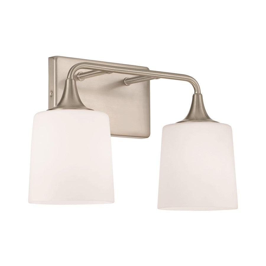 HomePlace Lighting Presley 2 Light Vanity, Nickel/Soft White - 148921BN-541