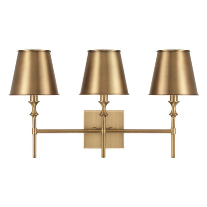 Whitney 3 Light Bathroom Vanity Light, Brass/White