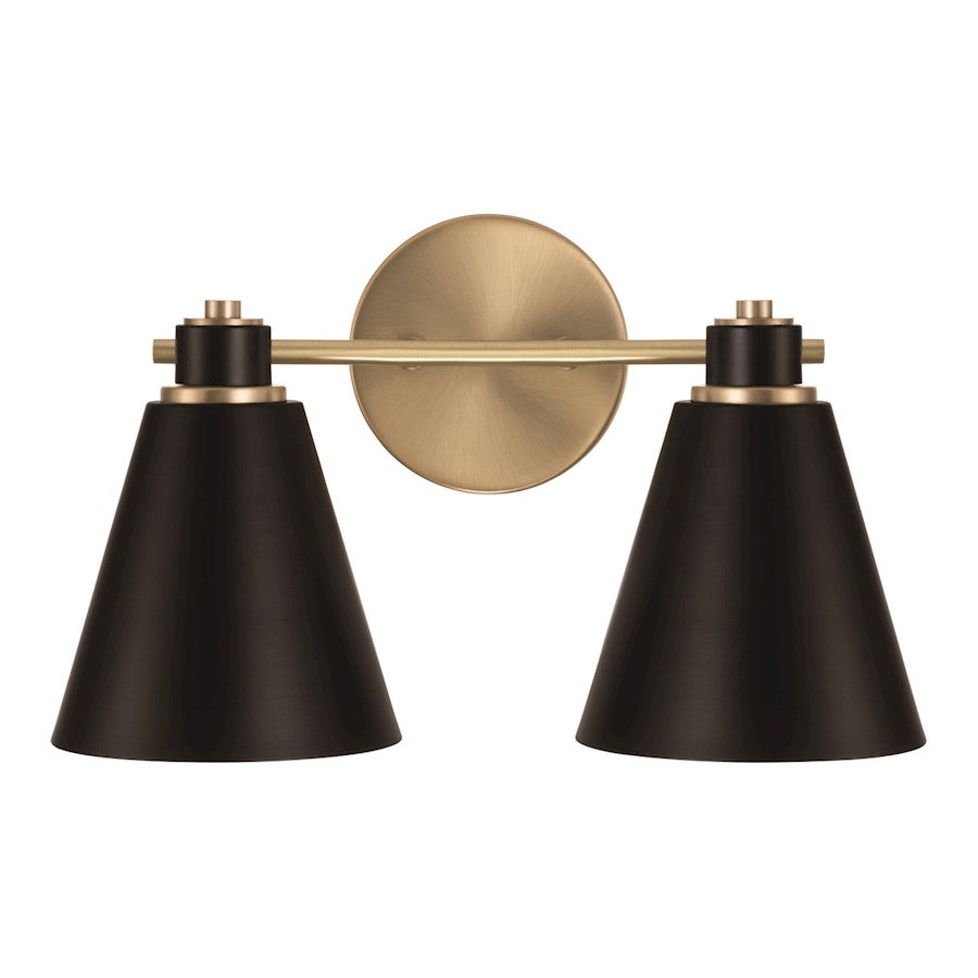 2 Light Bathroom Vanity Light, Aged Brass