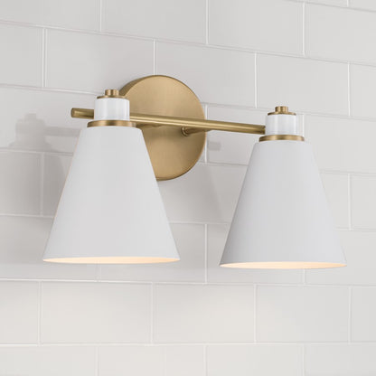 2 Light Bathroom Vanity Light, Aged Brass