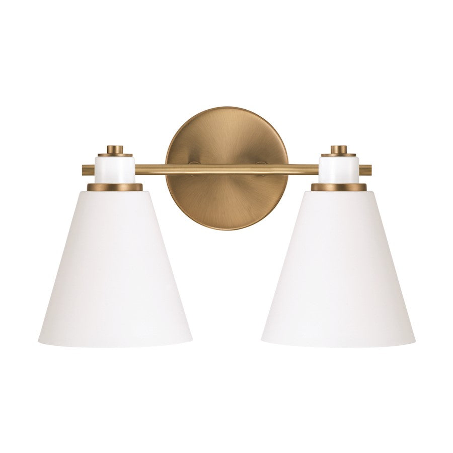 2 Light Bathroom Vanity Light, Aged Brass