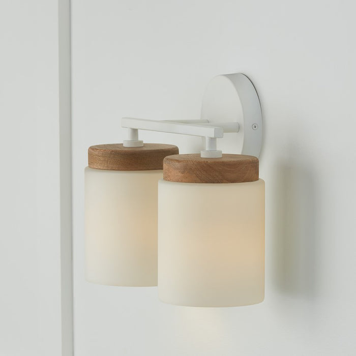 Capital Lighting Liam 2 Light Vanity, Light Wood/White/Soft White