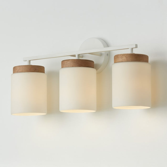 Capital Lighting Liam 3 Light Vanity, Light Wood/White/Soft White