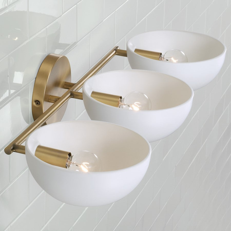 3 Light Bathroom Vanity Light, Brass