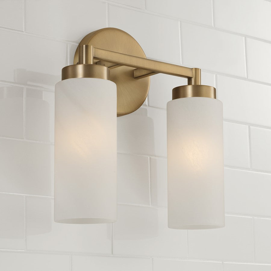 Alyssa 2 Light Bathroom Vanity Light, Brass/Faux Alabaster