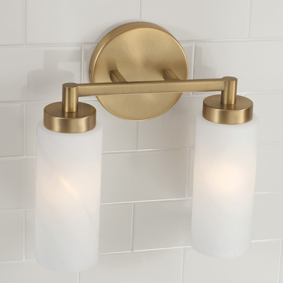 Alyssa 2 Light Bathroom Vanity Light, Brass/Faux Alabaster