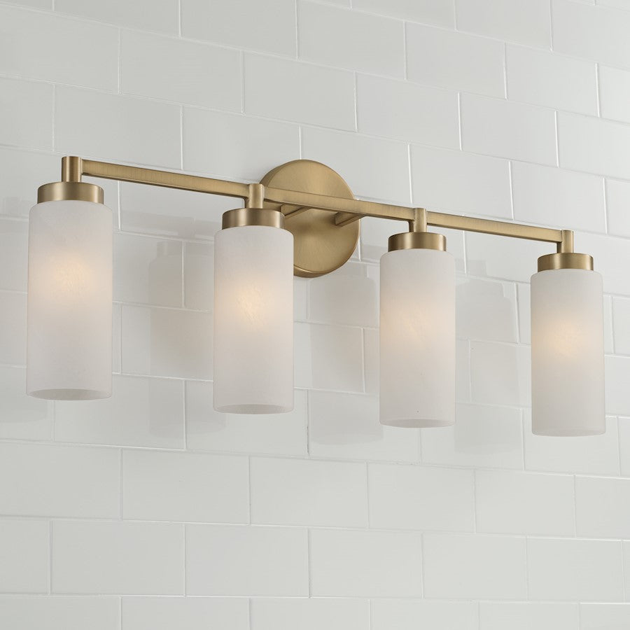 4 Light Bathroom Vanity Light, Brass