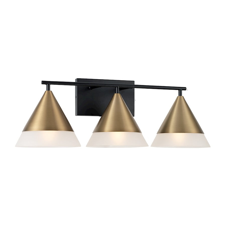 Capital Lighting Avant 3 Light Vanity, Brass/Black/Frosted - 151931AB