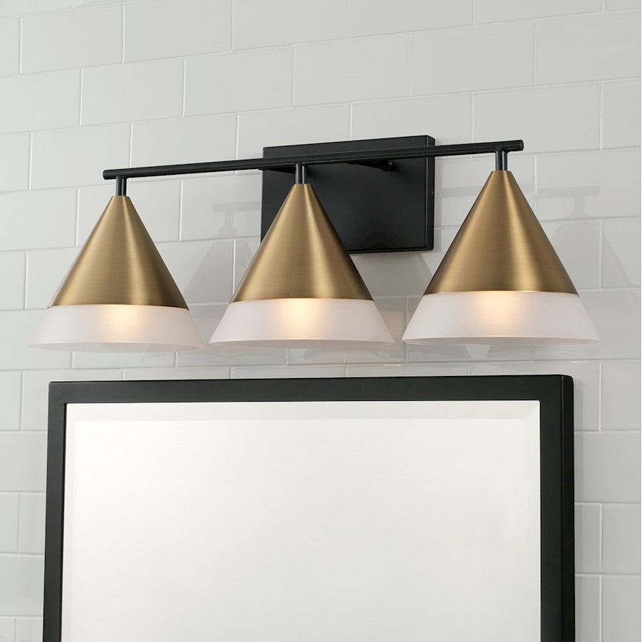 3 Light Bathroom Vanity Light, Brass