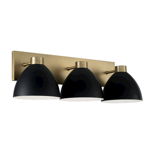 HomePlace Lighting Ross 3 Light Vanity, Brass/Black/White Interior - 152031AB