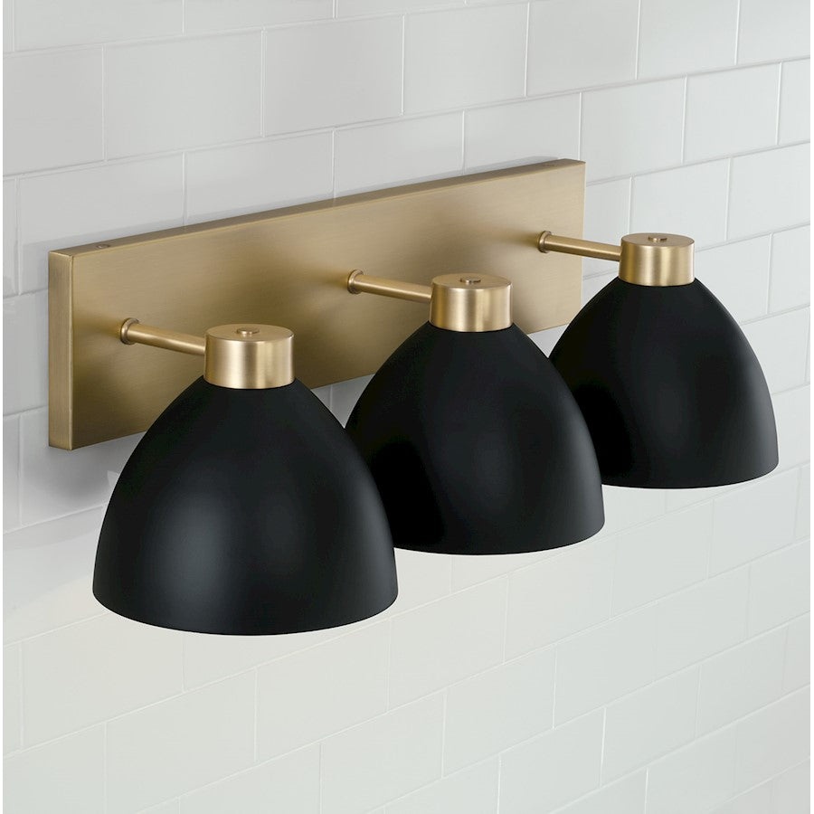 3 Light Bathroom Vanity Light, Brass