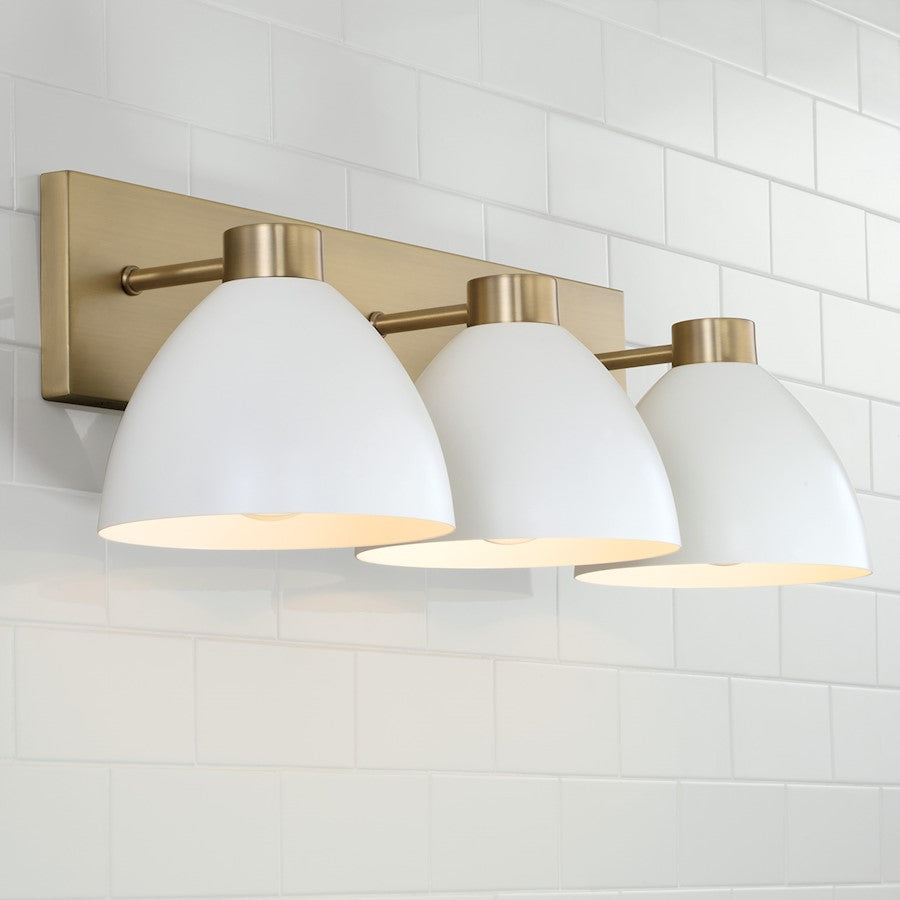 3 Light Bathroom Vanity Light, Brass