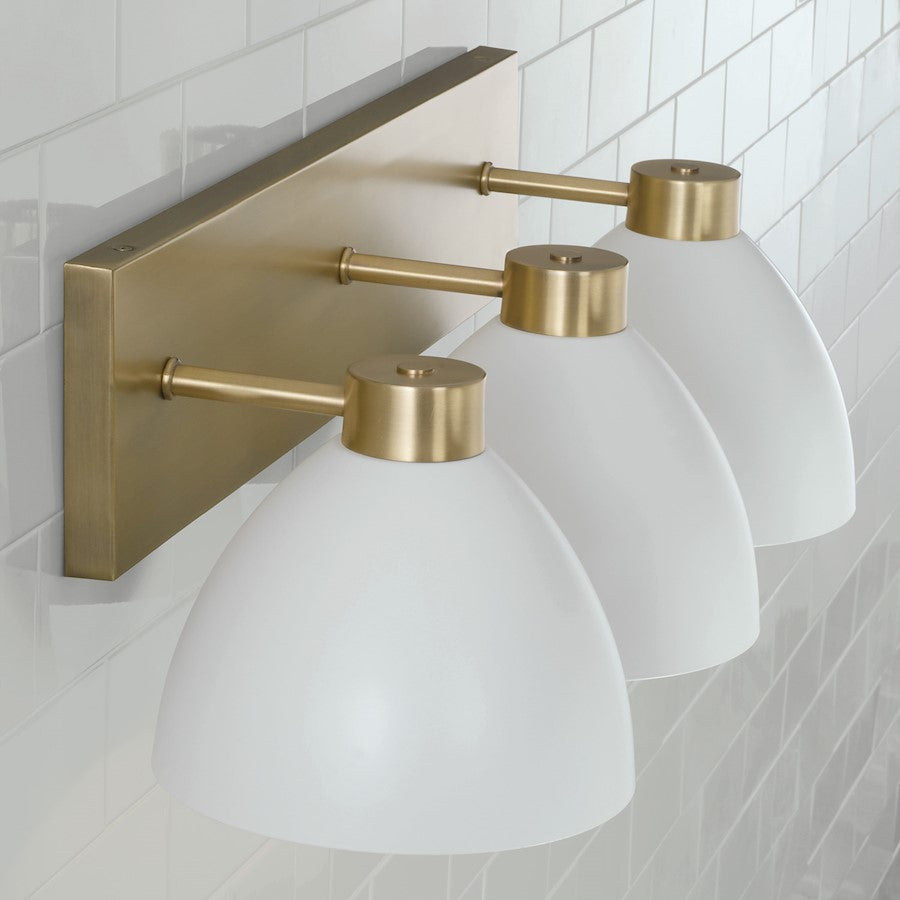 3 Light Bathroom Vanity Light, Brass