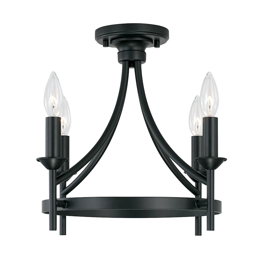 Capital Lighting Peyton 4 Light Semi Flush Mount, Black - 242041MB