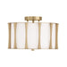 Capital Lighting Bodie 3 Light Semi Flush Mount, Brass/White Fabric - 244631MA