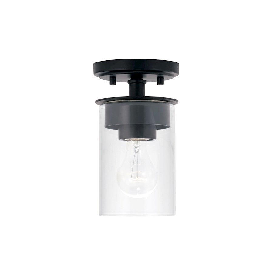 Capital Lighting Mason 1 Light 5" Semi Flush, Matte Black/Clear - 246811MB-532