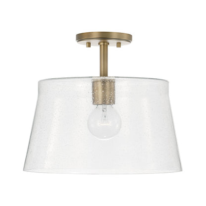 Capital Lighting Baker 1 Light 14" Pendant, Aged Brass/Clear Seeded - 246911AD