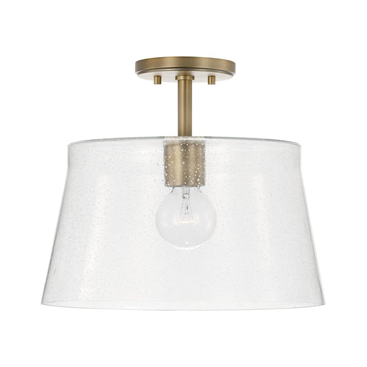 Capital Lighting Baker 1 Light 14" Pendant, Aged Brass/Clear Seeded - 246911AD