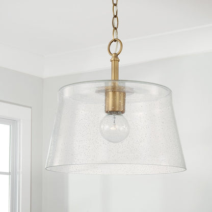 1 Light 14" Pendant, Clear Seeded