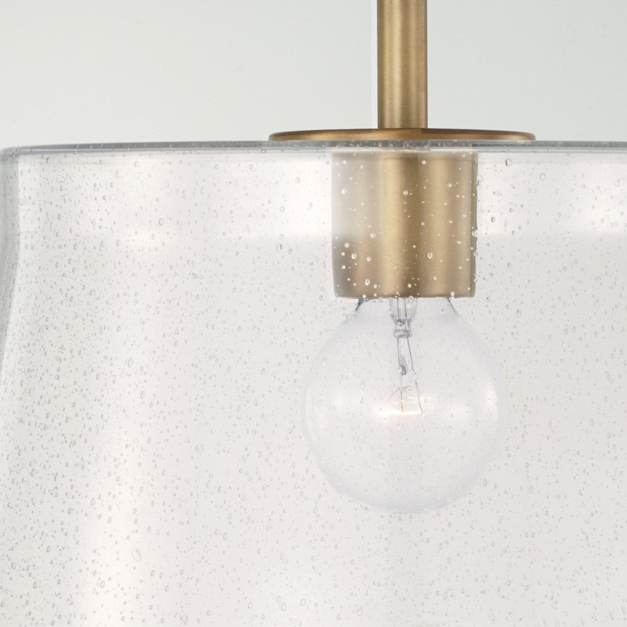 1 Light 14" Pendant, Clear Seeded